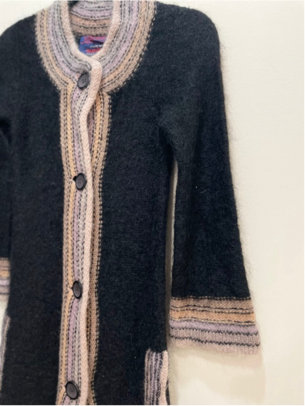 VTG 70s Renee Tener Outlander Long Duster Knit Jacket Festival Fairy Grunge Goth - Picture 3 of 8